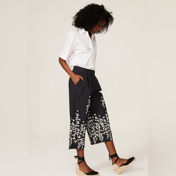 BLACK EMBROIDERED ADAM LIPPES COLLECTIVE CULOTTES - Picture 2 of 5
